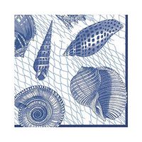 Caspari Netting and Shells Paper Luncheon Napkins in Blue, 20 Per Package