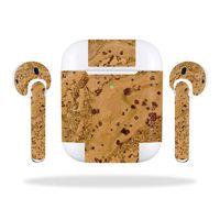MightySkins Skin Compatible with Apple AirPods 2 (2019) - Cork | Protective, Durable, and Unique Vinyl Decal wrap Cover | Easy to Apply, Remove, and Change Styles | Made in The USA