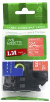 1/Pack LM Tapes - Premium 1" White Print on Red Label (24mm 0.94 Laminated) Compatible with Brother TZe-455 P-Touch Tape and Comes with a Great Tape Color/Size Guide for Easy reordering.