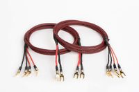 Elite Pure Copper Braided Bi-Wire Speaker Cable 1 Pair, 2 to 4 Gold-Plated Spade Plugs, MADE IN USA. (3 Ft)