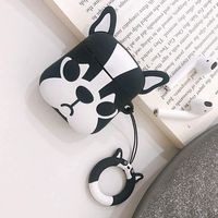 HomMall Airpods Case, AirPods Shockproof Case Cover Protective Silicone Skin Cover Case with Keychain Strap for Apple Airpods 2 &1(Bulldog)