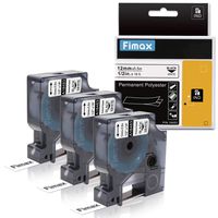 Fimax Compatible DYMO 18483 1/2 Inch Rhino Industrial Permanent Polyester Label Tapes for DYMO Rhino 4200 5200 6000 Label Makers, Black on White, 12mm X 18 Ft, 3 Pack