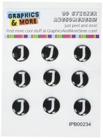 Graphics and More Letter J Initial Black And White Home Button Stickers Fits Apple iPhone 4/4S/5/5C/5S, iPad, iPod Touch - Non-Retail Packaging - Clear