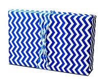 Gift Wrap - Stretchy Fabric, Reusable and Eco Friendly - Blue & White Chevron (Medium)