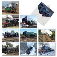 The Best Card Company - 10 Assorted Greeting Cards Blank (4 x 5.12 Inch) - All Occasion Vehicle Notecard Set - Do The Locomotive M5071OCB-B1x10