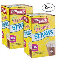 [600 Count] Propack Red White and Blue Colored Plastic Disposable Drinking Flexible Straws for Home, Office, Wedding, Events, Parties, Take Out, Water, Juice, Soda, Beer, Cocktails, (2 Packs)