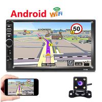 Hikity Android 7 Inch Car Stereo Double Din with GPS Touch Screen Radio Bluetooth FM Receiver Support WiFi Connect Mirror Link for iOS/Android Phone + Backup Camera