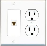RiteAV (2 Gang Decorative 15 Amp Round Power Outlet Cat6 Wall Plate White