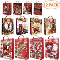 THE TWIDDLERS 12 Pack Christmas Bags with Handles | Small Medium Large Xmas Bags | Bulk Christmas Bags | Christmas Bags Set | Christmas Bags Assorted Sizes & Xmas Design