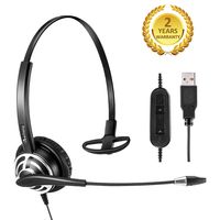 Headset with USB PC Headphone with Noise Cancelling Microphone for Skype Microsoft Lync Voice Recognition Speech Dictation