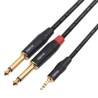 TISINO 1/8 Inch TRS Stereo to Dual 1/4 inch TS Mono Y-Splitter Cable 3.5mm Aux Mini Jack Stereo Breakout Cable Path Cords - 10 feet