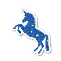 Unicorn Jumping Sticker Blue Spirals and Stars Stickers - 2 Pack - Laptop Stickers - 2.5" Vinyl Decal - Laptop, Phone, Tablet Vinyl Decal Sticker (2 Pack) S81895