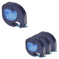 NineLeaf Tape Cassettes Replacement Compatible for Dymo 91335 S0721650 LetraTag Plus LT100H LT100T QX50 Label Maker Refill Label Plastic LT Labeling Black on Blue,1/2 Inch X 13Feet (12mmx4m),4 Pack