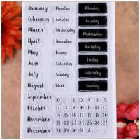 KWELLAM Words Calendar Week Month January December Monday Sunday Numbers Clear Stamps for Card Making Decoration and DIY Scrapbooking