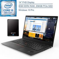 2020 Lenovo ThinkPad X1 Carbon Gen 6 14" FHD Business Laptop Computer, Intel Quad-Core i5-8350U Beat i7-7500U, 8GB DDR4, 256GB PCIe SSD, Windows 10 Professional + EST 500GB External Hard Drive