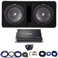 Kicker 43DCWR122 12" CompR Box w/ 43CXA12001 Amp Bass Control Knob & Install Kit
