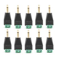 Akozon Male Adapter 10Pcs 3.5mm 2 Pole Stereo Vedio Male Plug to 2 Screw Terminal Adapter Connector