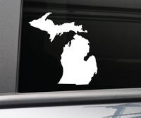 Nashville Decals Michigan Vinyl Decal Laptop Car Truck Bumper Window Sticker, 5.5" x 5.25", White