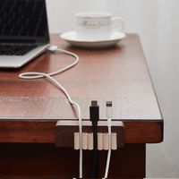 Desktop Cable Clamp Clip Cord Organizer Wire Management System Computer Electric Charging Mouse Cord Holders (Dark Walnut)