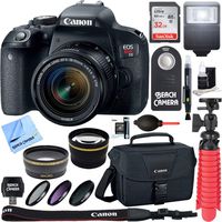 Canon EOS Rebel T7i Digital SLR Camera with EF-S 18-55mm is STM Lens + Sandisk Ultra SDHC 32GB UHS Class 10 Memory Card + Accessory Bundle