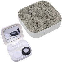 Portable Contact Lens Case Box Travel Kit Mirror + Bottle + Tweezers Container Holder [ Grunge Marble ]