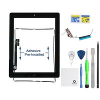 Fixcracked Touch Screen Replacement Parts Digitizer Glass Assembly for Ipad 4 + WiFi Antenna Cable and Professional Tool Kit (Black)