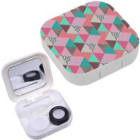 Portable Contact Lens Case Box Travel Kit Mirror + Bottle + Tweezers Container Holder [ Geometric Triangle Hipster ]