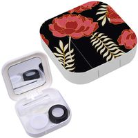 Portable Contact Lens Case Box Travel Kit Mirror + Bottle + Tweezers Container Holder [ Elegance Floral ]