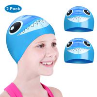 aegend Youth Swim Cap (Age 5-10), 2 Pack, Blue