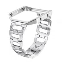 bayite Stainless Steel Bands with Frame Compatible with Fitbit Blaze, Rhinestone Bling Replacement Accessory Straps Women, Silver