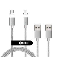 Netdot Gen7 Nylon Braided USB-C Magnetic Fast Charging Cable Compatible with Type-C Smartphone(5ft USB-C/2 Pack Silver)
