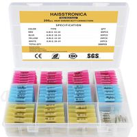 Haisstronica 200PCS Heat Shrink Butt Connectors-Waterproof Butt Connectors-Electrical Wire Connectors-Crimp Connectors Butt Splice For Watercraft, Electrical,Electronics,Automotive(4 Colors / 4 Sizes)