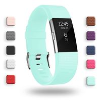 POY Replacement Bands Compatible for Fitbit Charge 2, Classic Edition Adjustable Sport Wristbands, Small Teal
