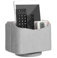 HofferRuffer Remote Caddy, Rotating Remote Control Holder, Spinning Remote Control Holder, Remote Caddy, Nice Velvet Media Storage Organizer, 7.3X 5.5 x 6 inches, Fancy Grey Velvet
