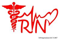 UR Impressions Red 5.5in. Registered Nurse - RN Caduceus Lifeline Heart Decal Vinyl Sticker Graphics Car Truck SUV Van Wall Window Laptop|RED|5.5 X 3.1 Inch|URI574
