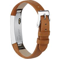 AK Bands Compatible with Fitbit Alta/Alta HR, Adjustable Comfortable Leather Wristband Compatible with Fitbit Alta HR 2017/Fitbit Alta (Brown)