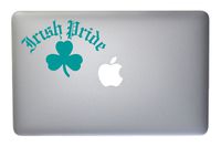 Irish Pride 4 Leaf Clover Vinyl Decal for MacBook, Laptop or Other Device 5 Inch (Turquoise)