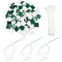 100 Pack Self Adhesive Cable Tie Mounts 1"x1" with 100 Pack Nylon Cable Ties 6" for Secure Wires, White by FRIMOONY
