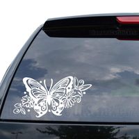 Butterfly Tribal Art Insect Wings Decal Sticker Car Truck Motorcycle Window Ipad Laptop Wall Decor - Size (07 inch / 18 cm Wide) - Color (Gloss White)