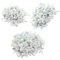 DGZZI 300-Pack White Cable Nails Clips High Carbon Steel Nail Wire Clamps Cable Straps Wall Holder (100 4mm + 100 6mm + 100 8mm)