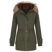 Emimarol Womens Long Coats Faux Fur Outwear Jacket Warm Winter Thicken Fleece Lined Parka Green