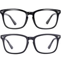 Maxjuli 2 Pack Blue Light Blocking Glasses,Computer Reading/Gaming/TV/Phones Glasses for Women Men(Shiny Black+Matt Black)