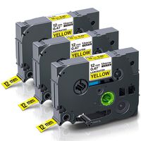 Replace for P-Touch TZe 631 TZe-631 Black on Yellow Laminated Label Tape Compatible for Brother PT-D210 PT-H110 PT-H100 PT-D200 PT-D600 PT-D400 PT-P710BT Label Maker, 1/2'' x 26.2', 12mm x 8m, 3-Pack