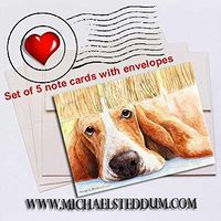 Michael Steddum Basset Watch Basset Hound Note Card Set