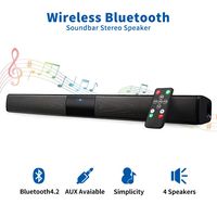 Bluetooth Sound Bar Portable Soundbar Wireless Speakers for Home Theater Surround Sound with Built-in Subwoofers for TV/PC/Phones/Tablets (21.6 Inch, Remote Control)