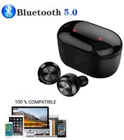 JSG Bluetooth Headphones 5.0 Future 2020 Earphones Headset Mini DT-3 TWS Sport Charging Box and Integrated Mic Waterproof Sweat, Perfect for Mobile, Tablet, PC, TV and Much More (Black)
