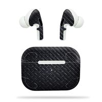 MightySkins Carbon Fiber Skin for Apple Airpods Pro - Black Diamond Plate | Textured Carbon Fiber Finish | Easy to Apply, Remove, and Change Styles | Made in The USA