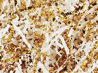 Pack Of 1, Solid White & Gold Crinkle Cut paper Shred (Spring Fill / Zig Fill) 1/8" wide 10 lb Made In USA