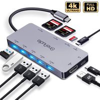 USB C Hub, 11 in 1 USB Type C Multiport Adapter with PD Charging Port,4K USB C to HDMI,5 USB Ports,MicroSD/SDXC Card Reader Compatible for MacBook,ChromeBook,Nintendo Switch and Type C Laptops