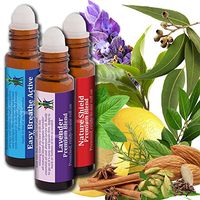 AROMATA Oil Blends, Ready-to-use roll-ons: Nature Shield Immune Boosting Blend, Easy Breezy Active Allergy Fighting, decongesting Blend and Lavender Calm Relaxing, Soothing Blend. 3 Bottles